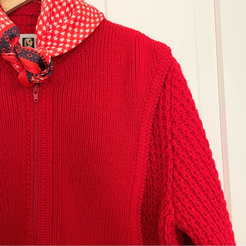 Vintage Pallas Irish Wool Cardigan Sweater Red Medium EUC - Picture 16 of 17